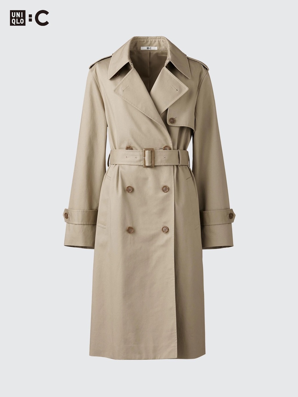 Uniqlo Classic Double-Breasted Trench Coat in Beige